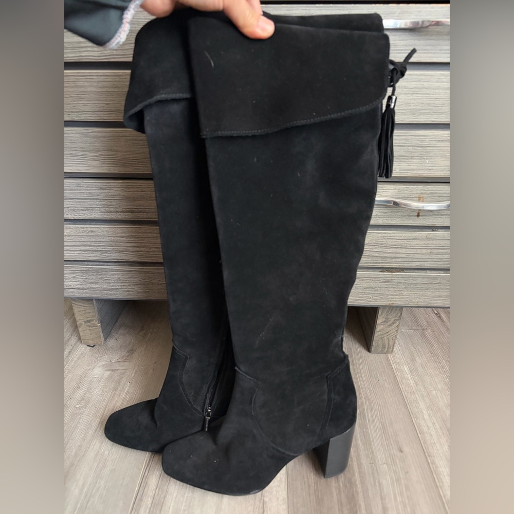 Karl Lagerfeld Black Suede Knee-High Boots size 9